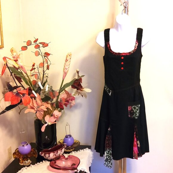 NWT DOLCEZZA Women's Unique Designed Quality Black Summer Dress  Size S 6 - Picture 5 of 9